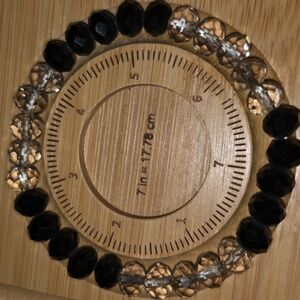 🍀 Black & Clear Rondelle Crystal Beaded Stretch Bracelet NEW